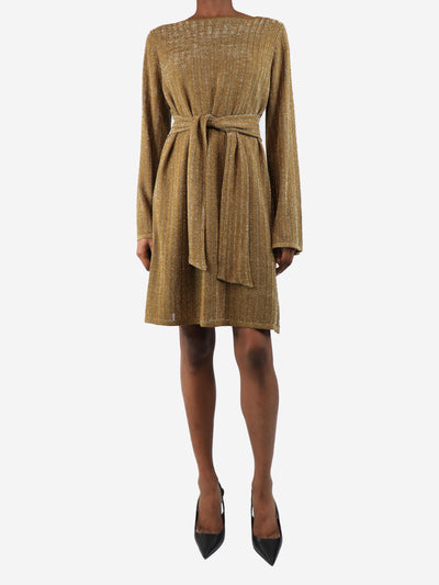 Gold lurex knit dress - size UK 10 Dresses Vanessa Seward 