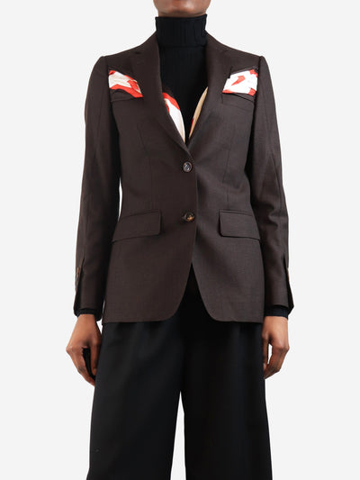 Brown wool blazer with silk scarf detail - size UK 4 Coats & Jackets Burberry 