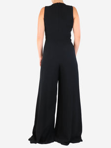 Valentino Black plunge-neck wide-leg jumpsuit - size