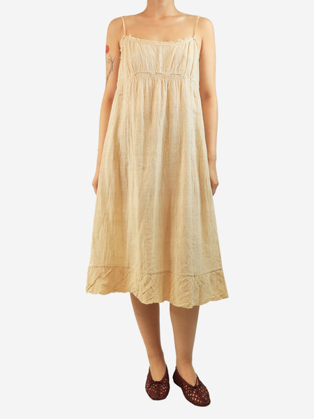 Neutral khadi cotton slip dress - size L product image