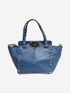 Blue Rockstud leather 2way bag