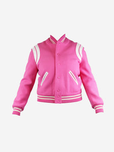 Saint Laurent Pink wool bomber jacket - size UK 18