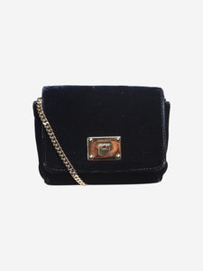 Jimmy Choo Navy blue velvet chain crossbody bag