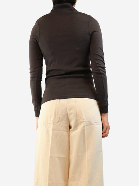 Brown quarter zip knit sweater - size L alternate image