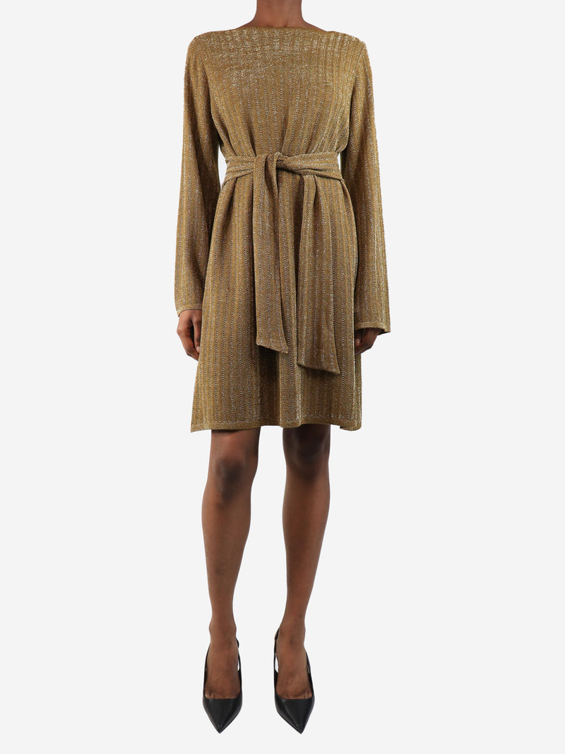 Gold lurex knit dress - size UK 10 Dresses Vanessa Seward 