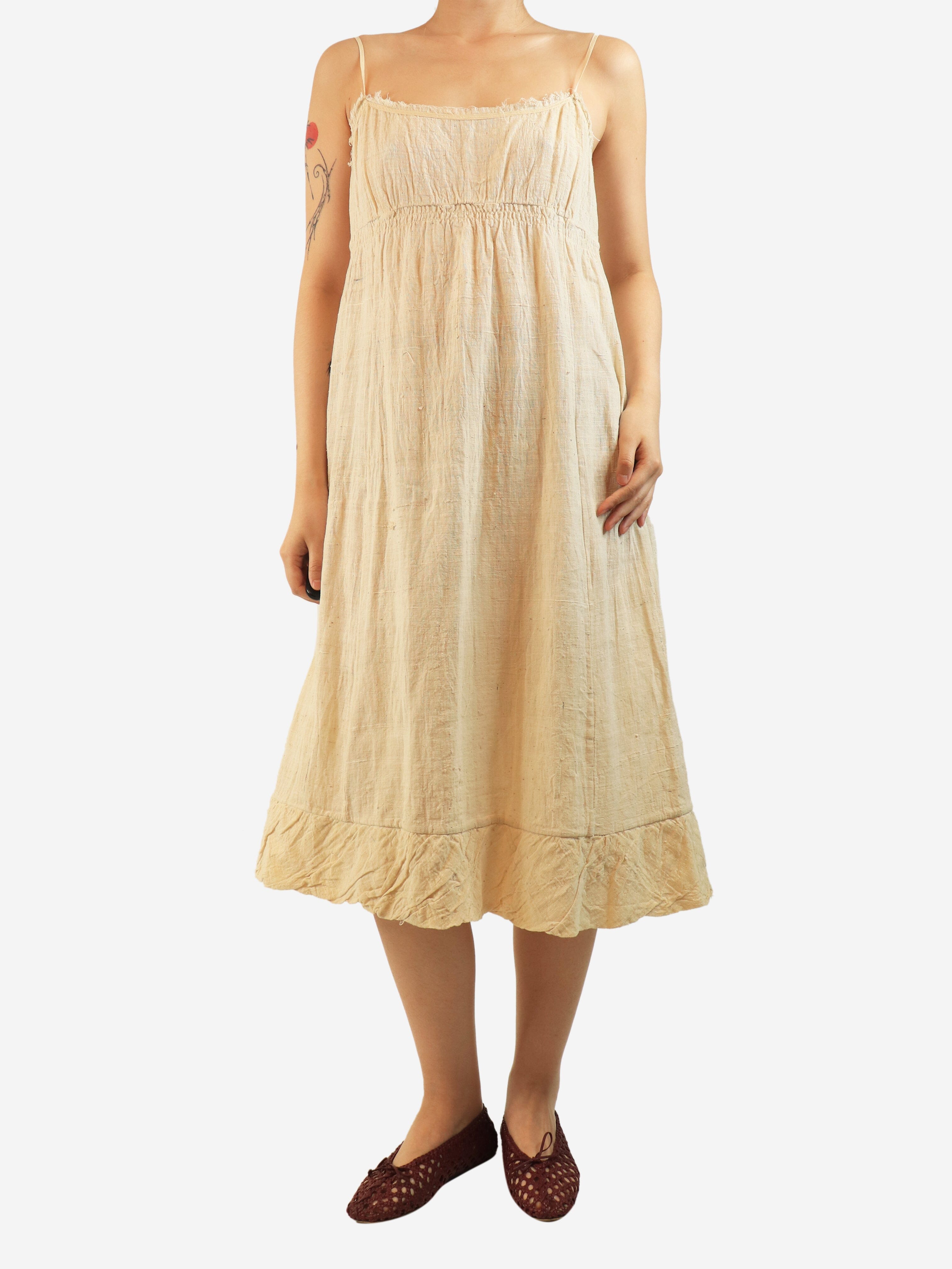 Neutral khadi cotton slip dress - size L Dresses Dosa 