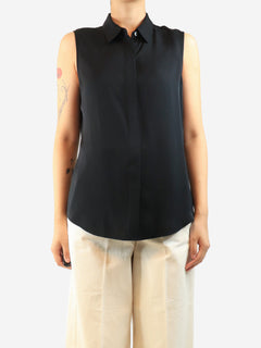 Black silk sleeveless blouse - size M