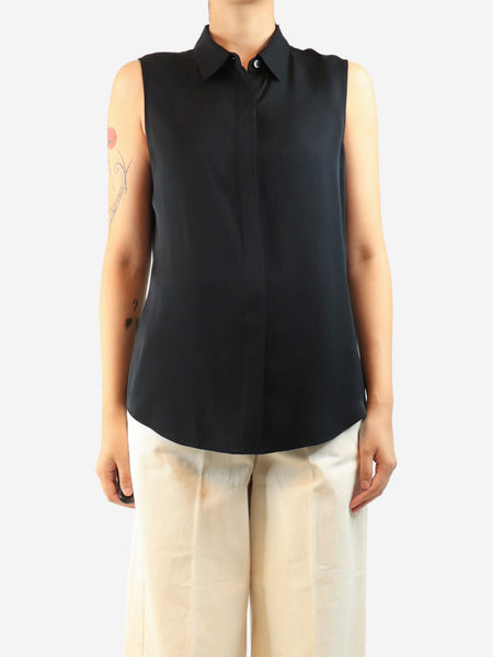 Black silk sleeveless blouse - size M product image