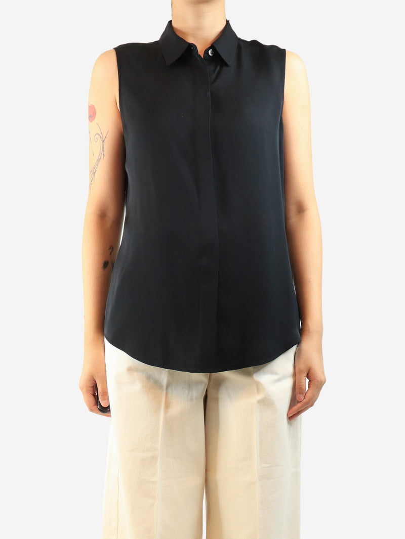 Black silk sleeveless blouse - size M