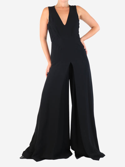 Black plunge-neck wide-leg jumpsuit - size Jumpsuits Valentino 