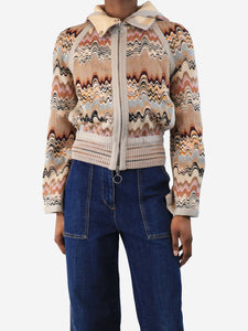 Missoni Brown wavy hooded jacket - size UK 6