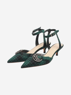 Green and black tartan kitten-heel mules - size EU 35 Heels Dior 