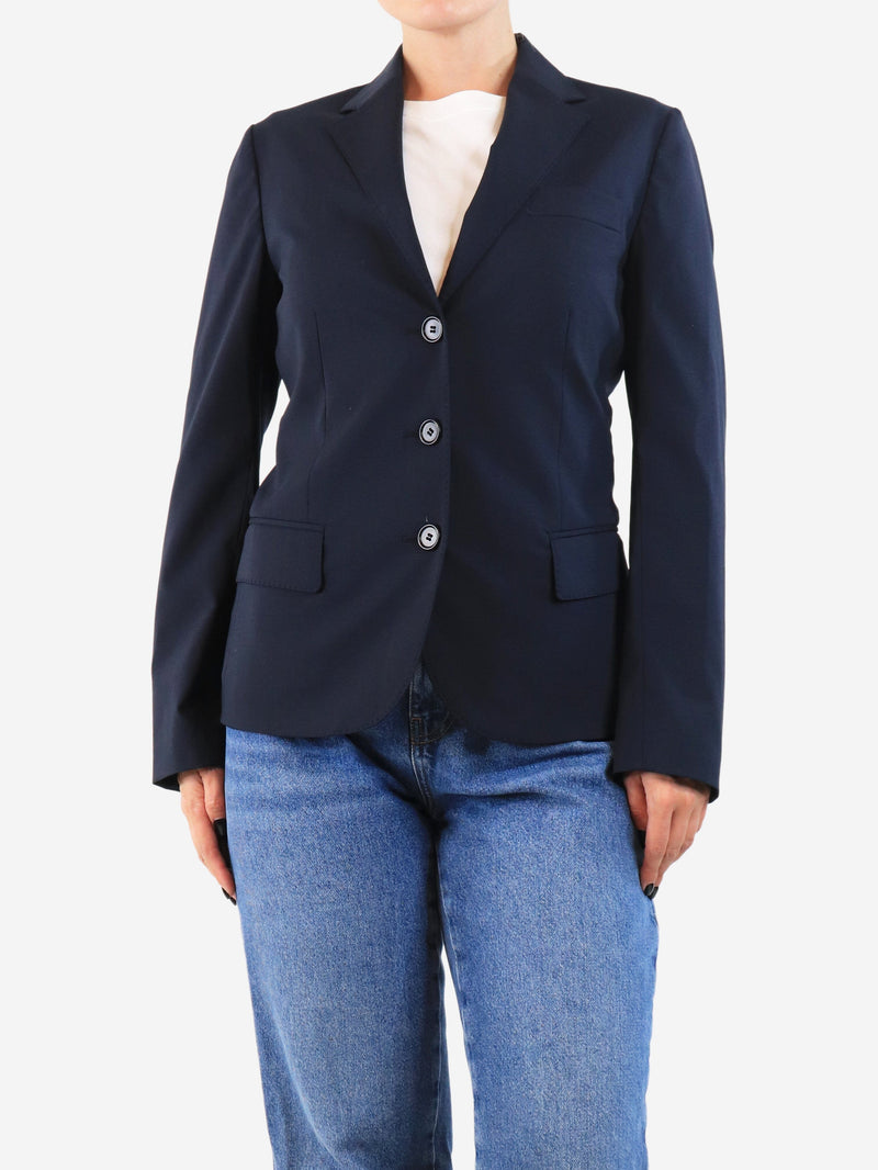 Navy blue single breasted wool jacket
