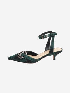 Green and black tartan kitten-heel mules - size EU 35 Heels Dior 