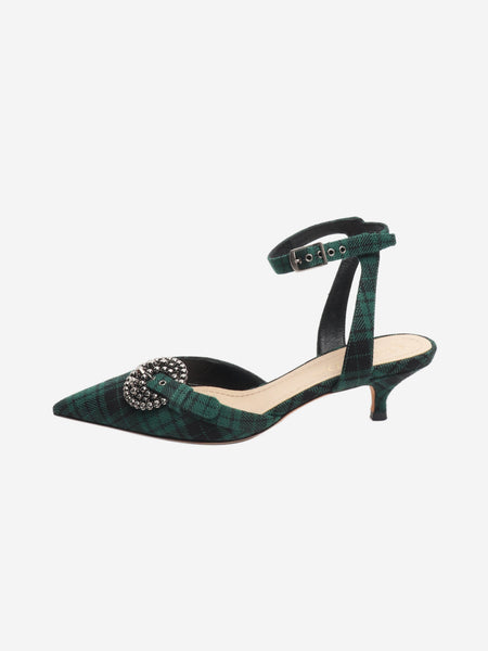 Green and black tartan kitten-heel mules - size EU 35 product image