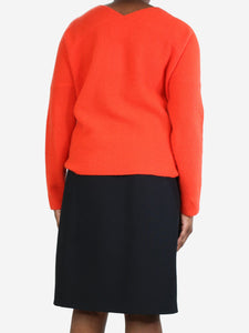 Maje Bright orange ribbed cashmere sweater - size UK 12