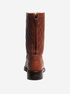 Chanel Brown leather quilted boots with fur lining - size EU 39 (UK 6)