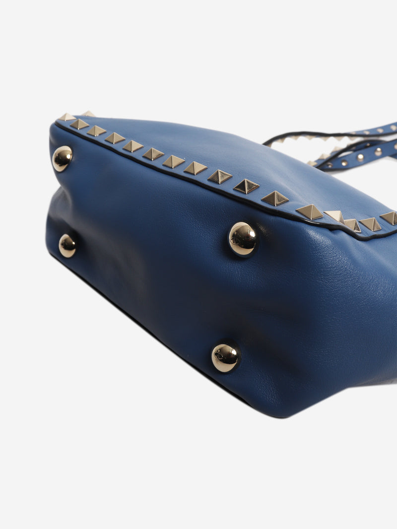 Blue Rockstud leather 2way bag