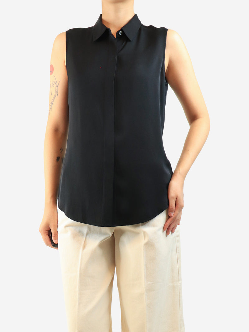 Black silk sleeveless blouse - size M