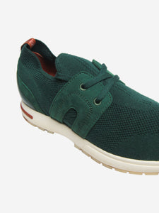 Loro Piana Green knit and suede trainers - size EU 38.5