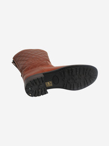Chanel Brown leather quilted boots with fur lining - size EU 39 (UK 6)