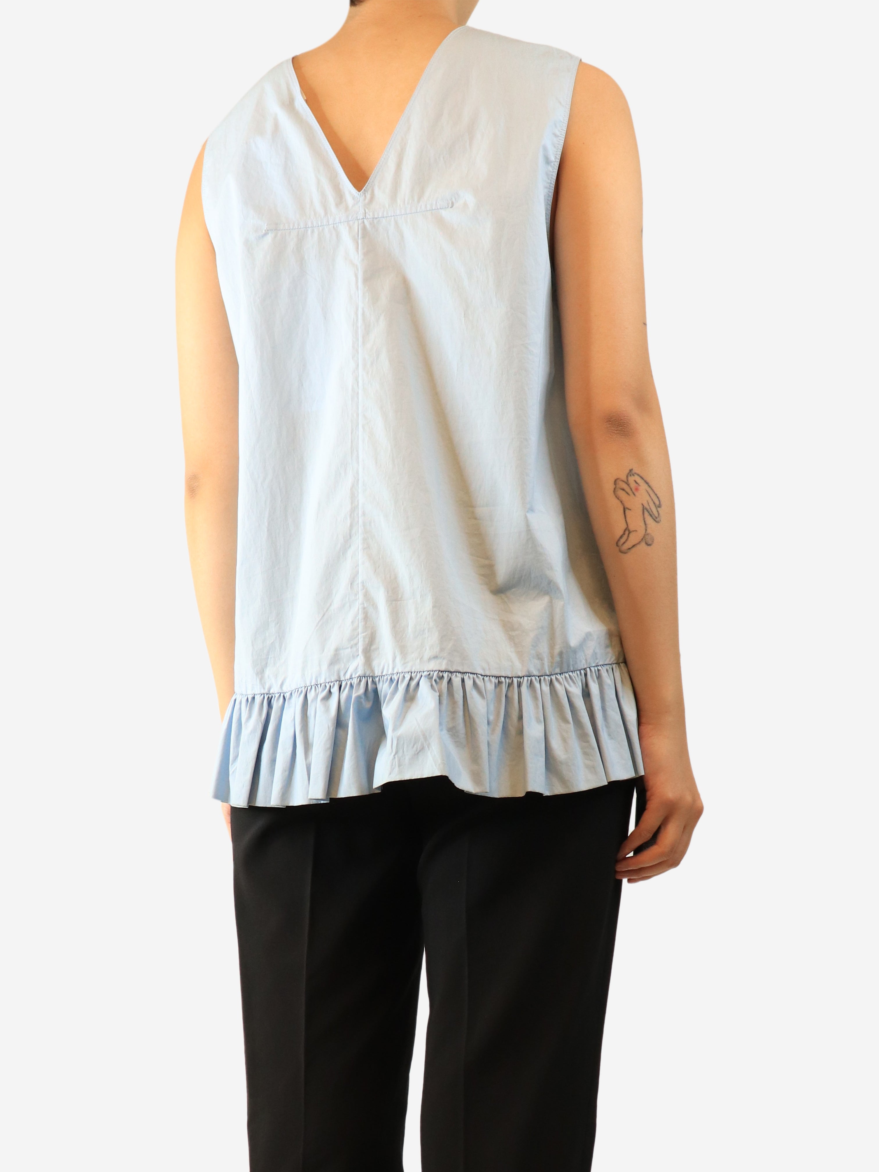 Blue peplum top - size UK 10