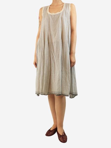 Cream sleeveless pinstripe dress - size L product image