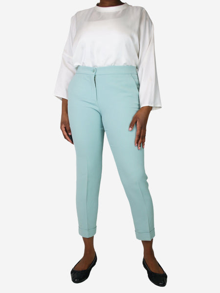 Pale turquoise cropped pocket trousers - size UK 12 alternate image