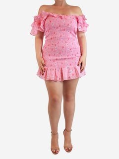 Pink floral smocked mini dress - size XL Dresses Love Shack Fancy 