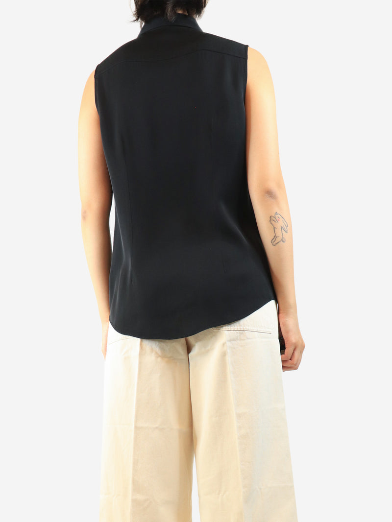 Black silk sleeveless blouse - size M