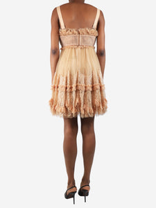 Burberry Neutral tulle and lace mini dress - size UK 6