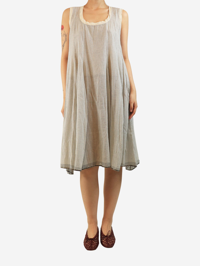 Cream sleeveless pinstripe dress - size L Dresses Dosa 