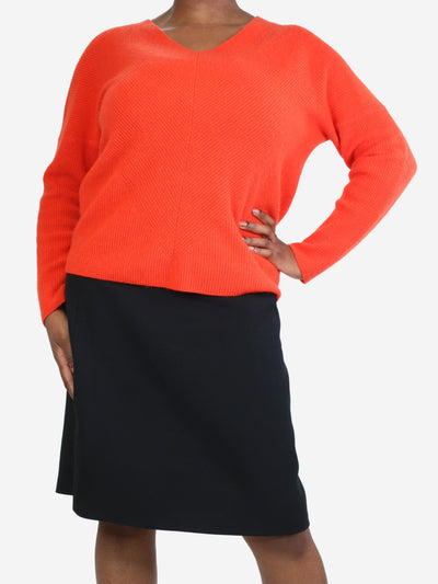 Bright orange ribbed cashmere sweater - size UK 12 Knitwear Maje 
