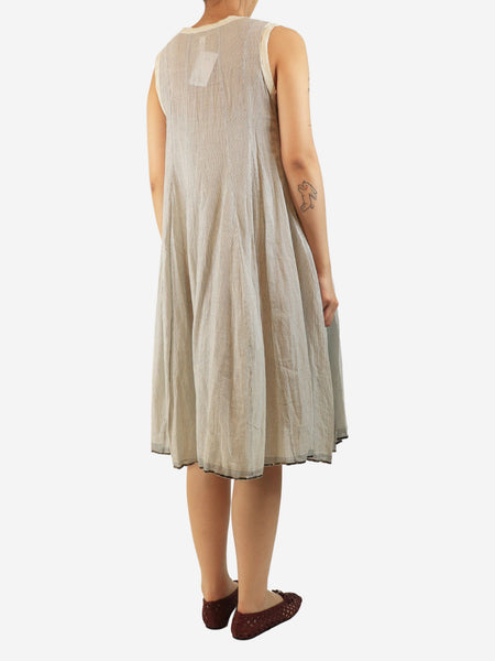 Cream sleeveless pinstripe dress - size L alternate image