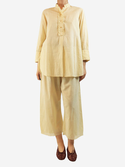 Pale yellow cotton blouse and trouser set - size XL Sets Dosa 