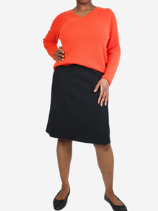 Maje Bright orange ribbed cashmere sweater - size UK 12