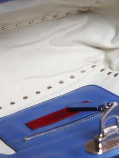 Blue Rockstud leather 2way bag