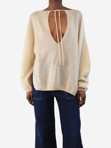 Khaite Cream v-neck knit top - size XS