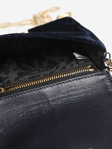 Jimmy Choo Navy blue velvet chain crossbody bag