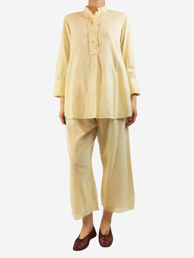 Pale yellow cotton blouse and trouser set - size XL Sets Dosa 
