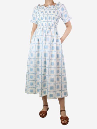 Light blue smocked printed dress - size S Dresses Daydress 