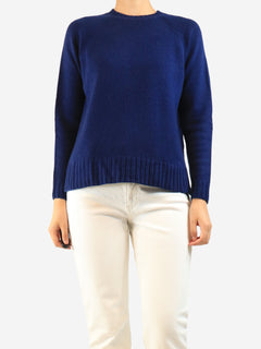 Navy merino cashmere jumper - size S