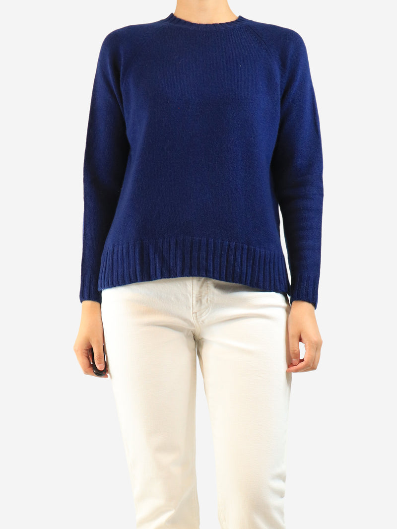 Navy merino cashmere jumper - size S