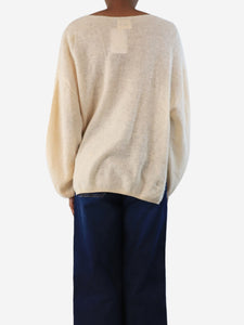 Khaite Cream v-neck knit top - size XS