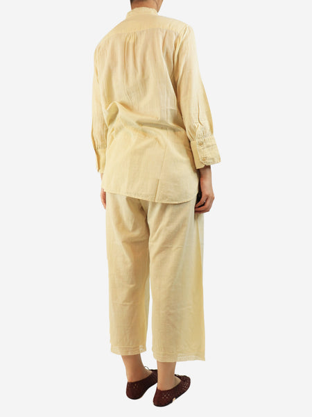 Pale yellow cotton blouse and trouser set - size XL alternate image