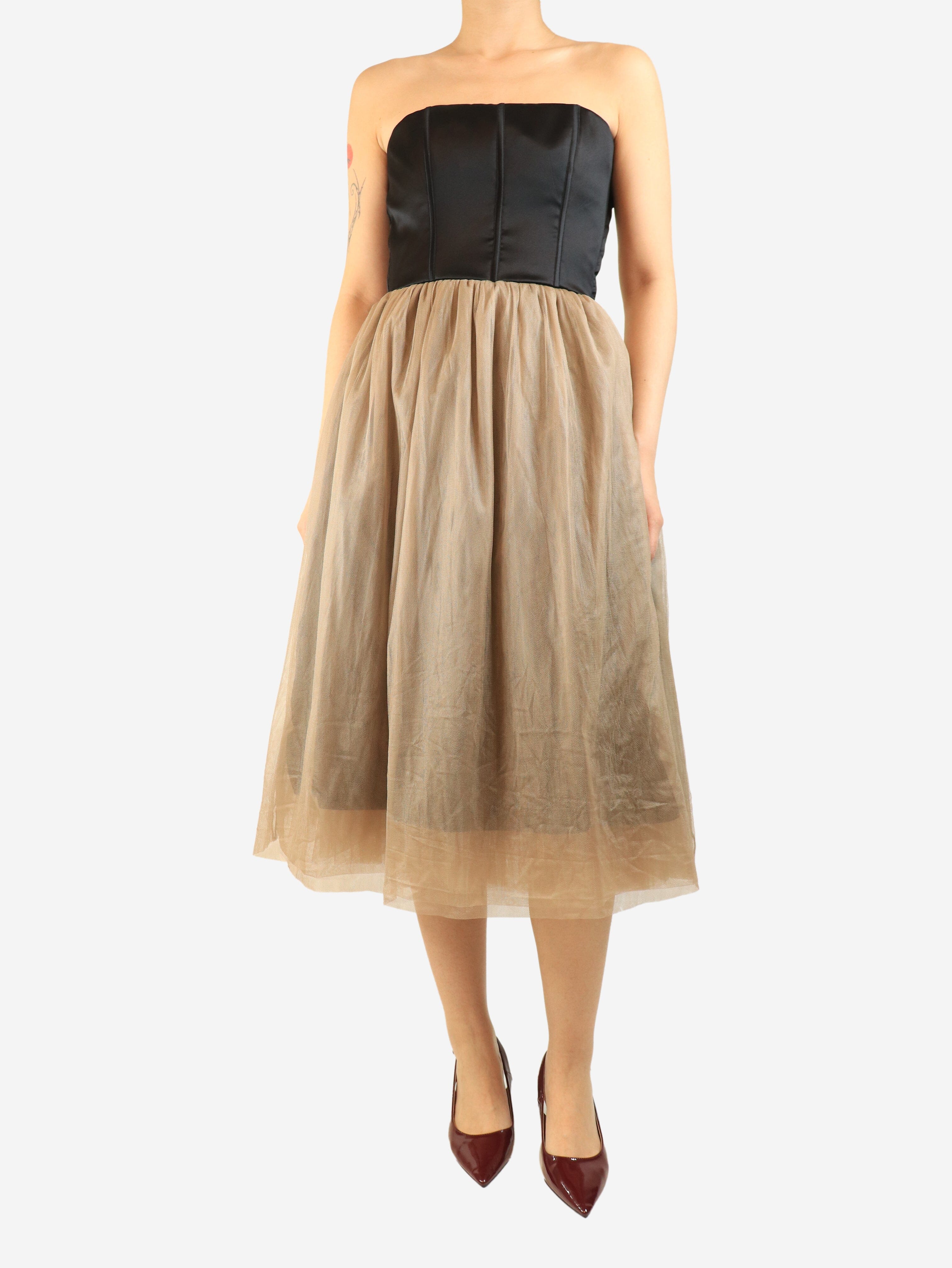 Black and neutral strapless tulle midi dress - size M Dresses Brunello Cucinelli 