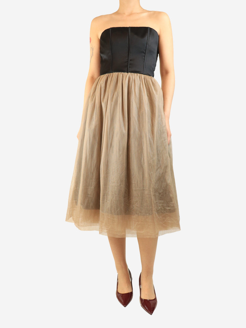 Black and neutral strapless tulle midi dress - size M Dresses Brunello Cucinelli 