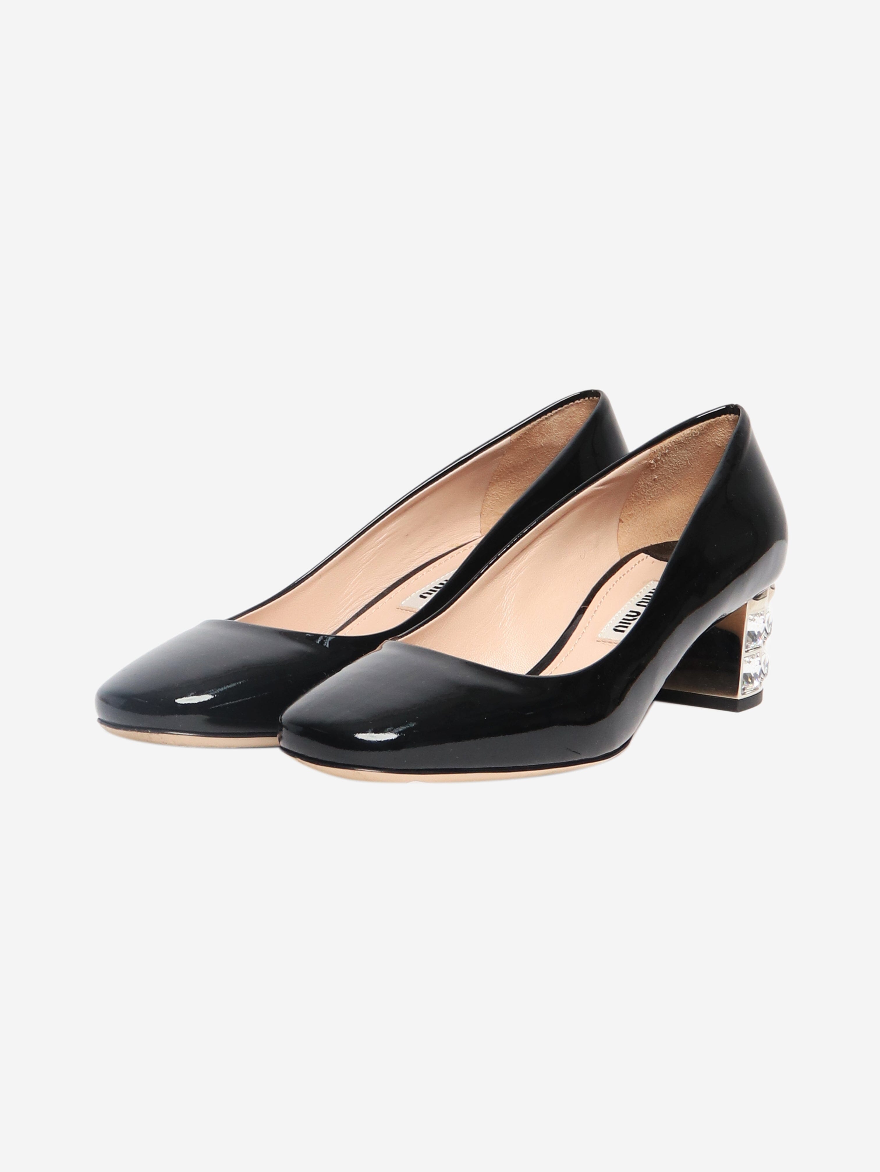Black crystal block-heel pumps - size EU 35 Heels Miu Miu 