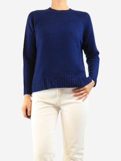 Navy merino cashmere jumper - size S