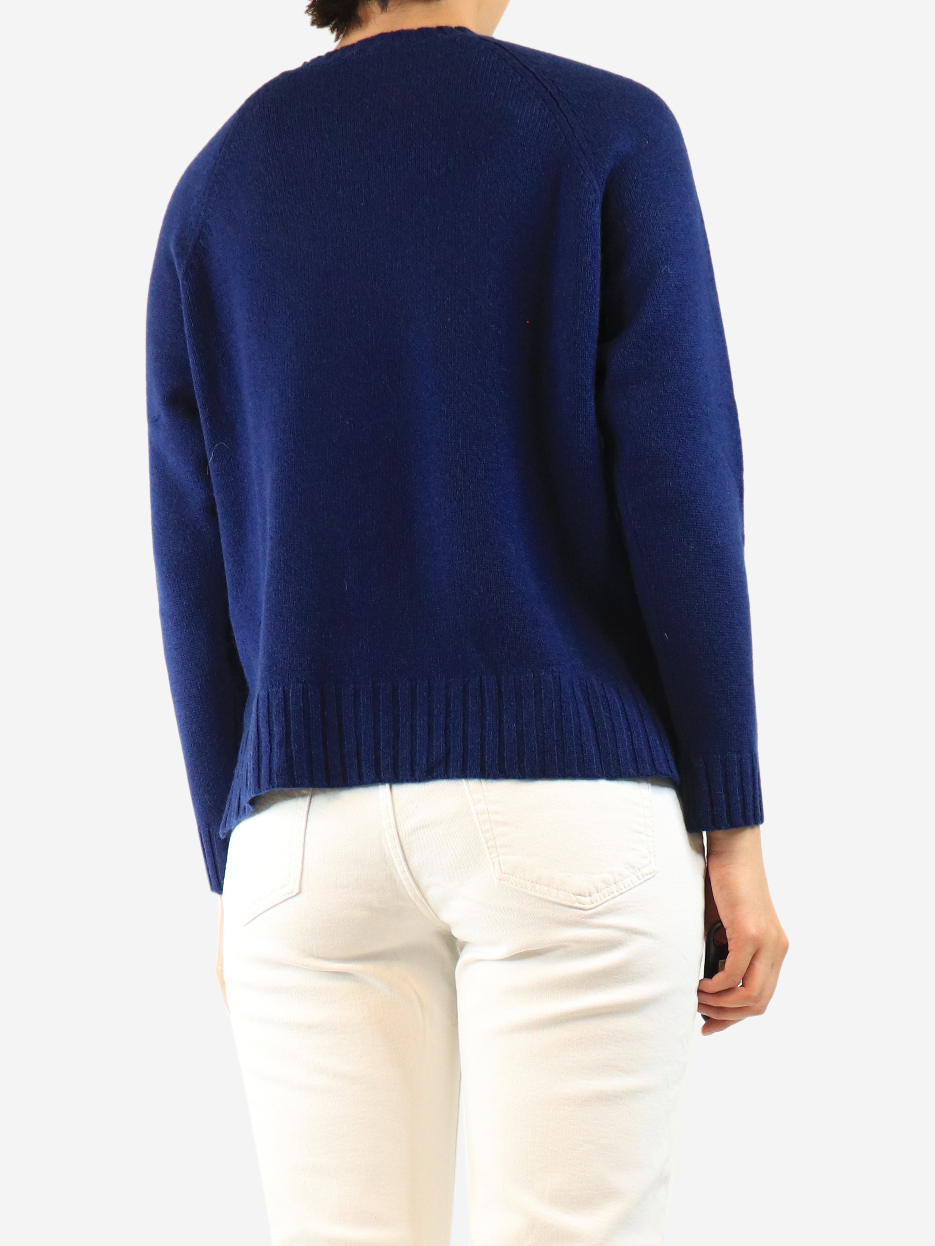 Navy merino cashmere jumper - size S